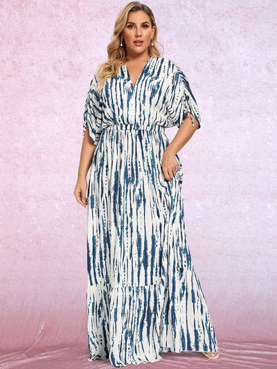 Give Me Thrills Blue Print Beach Maxi Dress - Plus - Fashion Genie Boutique