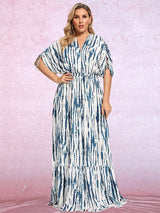 Give Me Thrills Blue Print Beach Maxi Dress - Plus - Fashion Genie Boutique