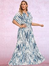 Give Me Thrills Blue Print Beach Maxi Dress - Plus - Fashion Genie Boutique