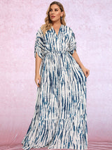Give Me Thrills Blue Print Beach Maxi Dress - Plus - Fashion Genie Boutique