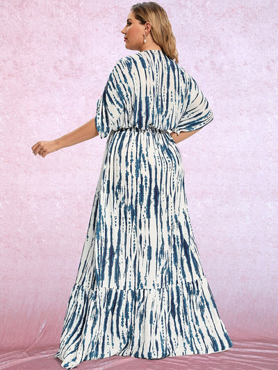 Give Me Thrills Blue Print Beach Maxi Dress - Plus - Fashion Genie Boutique