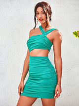 Blocked Him Green One Shoulder Cut Out Mini Dress - Fashion Genie Boutique