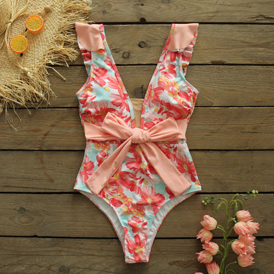 Miller Pink Print Bow Swimsuit - Fashion Genie Boutique