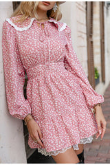 Day By Day Pink Floral Peter Pan Mini Dress - Fashion Genie Boutique
