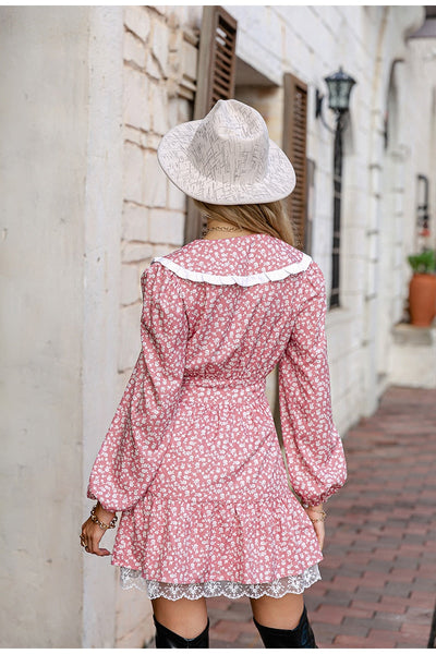 Day By Day Pink Floral Peter Pan Mini Dress - Fashion Genie Boutique