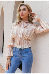 Falling In Love Apricot Polka Long Sleeve Blouse - Fashion Genie Boutique