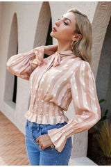 Falling In Love Apricot Polka Long Sleeve Blouse - Fashion Genie Boutique