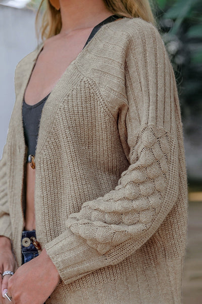 Zarina Grey Long Sleeve Cardigan - Fashion Genie Boutique
