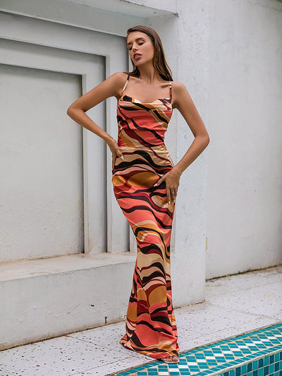 Drama Queen Orange Print Maxi Dress - Fashion Genie Boutique