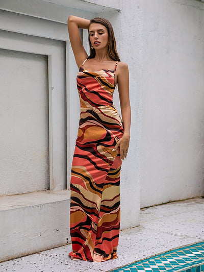 Drama Queen Orange Print Maxi Dress - Fashion Genie Boutique