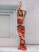 Drama Queen Orange Print Maxi Dress - Fashion Genie Boutique