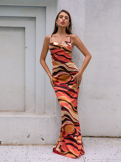 Drama Queen Orange Print Maxi Dress - Fashion Genie Boutique