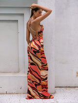 Drama Queen Orange Print Maxi Dress - Fashion Genie Boutique