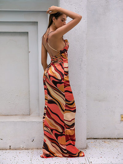 Drama Queen Orange Print Maxi Dress - Fashion Genie Boutique