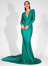 Always Dreaming Green Long Sleeve Fishtail Maxi Gown Dress - Fashion Genie Boutique