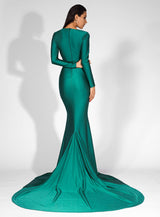 Always Dreaming Green Long Sleeve Fishtail Maxi Gown Dress - Fashion Genie Boutique