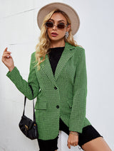 Brooklyn Green Dogtooth Blazer Jacket - Fashion Genie Boutique