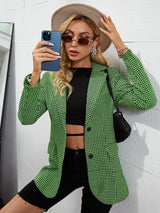 Brooklyn Green Dogtooth Blazer Jacket - Fashion Genie Boutique
