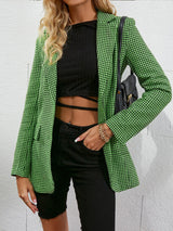 Brooklyn Green Dogtooth Blazer Jacket - Fashion Genie Boutique