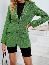 Brooklyn Green Dogtooth Blazer Jacket - Fashion Genie Boutique
