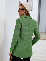 Brooklyn Green Dogtooth Blazer Jacket - Fashion Genie Boutique