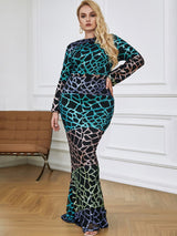 Curve Appeal Black Sequin Long Sleeve Fishtail Maxi Dress - Plus - Fashion Genie Boutique