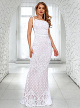 A Star Is Born White Sequin Fishtail Backless Dress - Fashion Genie Boutique