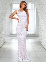 A Star Is Born White Sequin Fishtail Backless Dress - Fashion Genie Boutique