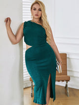 Deluxe Doll Green Cut Out Midi Dress - Plus - Fashion Genie Boutique