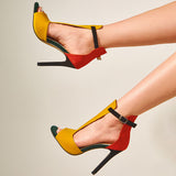My Good Side Yellow & Red High Heels - Fashion Genie Boutique
