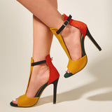 My Good Side Yellow & Red High Heels - Fashion Genie Boutique