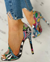 Move On Multi Snake Print High Heel Shoes - Fashion Genie Boutique