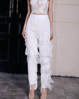 Ava Fringe High Waisted Trousers - Fashion Genie Boutique