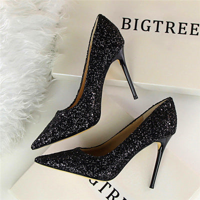 Till the Glitter Ends Black High Heels - Fashion Genie Boutique