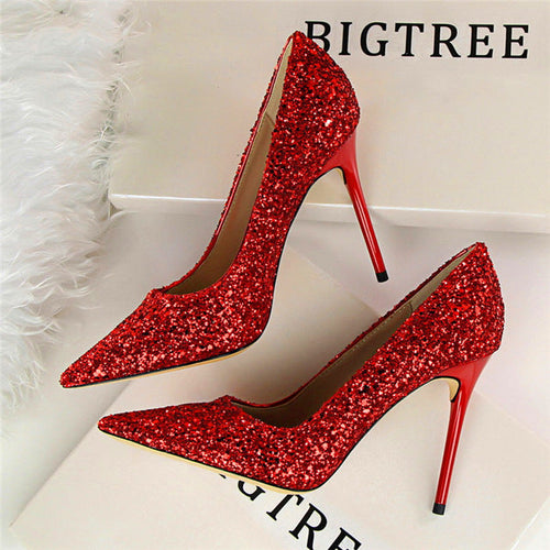 Till the Glitter Ends Red High Heels - Fashion Genie Boutique