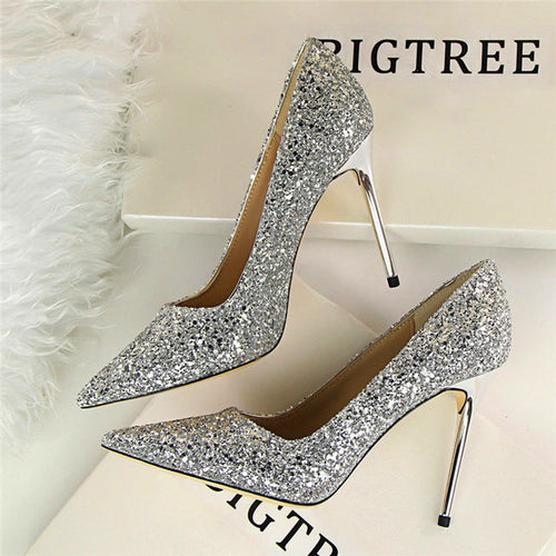 Till the Glitter Ends Silver High Heels - Fashion Genie Boutique