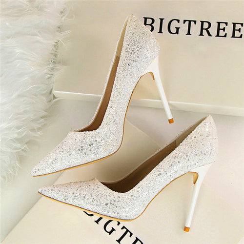 Till the Glitter Ends White High Heels - Fashion Genie Boutique