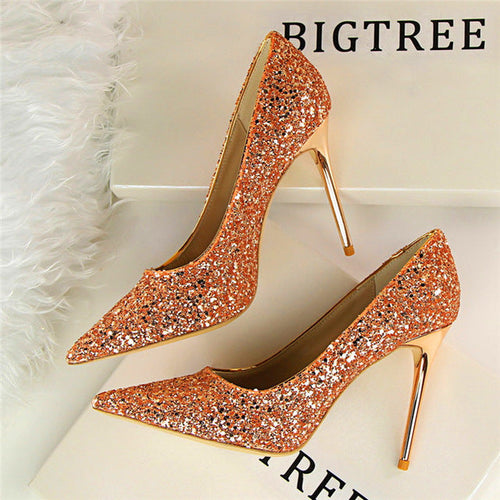 Till the Glitter Ends Bronze High Heels - Fashion Genie Boutique