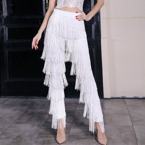 Ava Fringe High Waisted Trousers - Fashion Genie Boutique