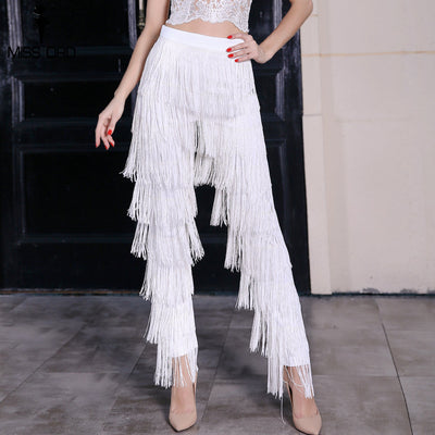 Ava Fringe High Waisted Trousers - Fashion Genie Boutique