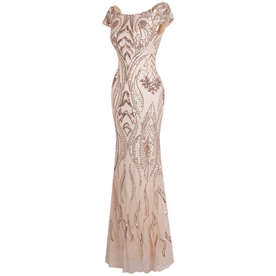 Candy Rose Gold Sequin Maxi Gown Dress - Fashion Genie Boutique