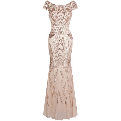 Candy Rose Gold Sequin Maxi Gown Dress - Fashion Genie Boutique