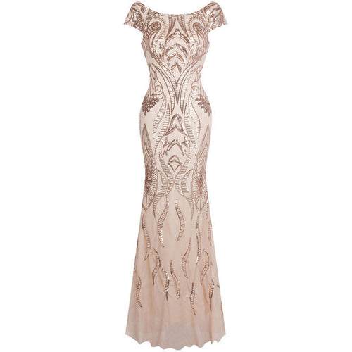 Candy Rose Gold Sequin Maxi Gown Dress - Fashion Genie Boutique