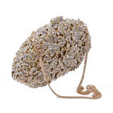 Women’s Floral Design Rhinestone Embellished Clutch Bag - Fashion Genie Boutique