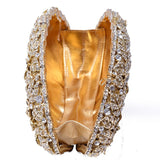 Women’s Floral Design Rhinestone Embellished Clutch Bag - Fashion Genie Boutique