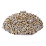 Women’s Floral Design Rhinestone Embellished Clutch Bag - Fashion Genie Boutique