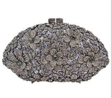 Women’s Floral Design Rhinestone Embellished Clutch Bag - Fashion Genie Boutique