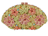 Women’s Floral Design Rhinestone Embellished Clutch Bag - Fashion Genie Boutique