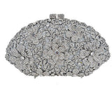 Women’s Floral Design Rhinestone Embellished Clutch Bag - Fashion Genie Boutique
