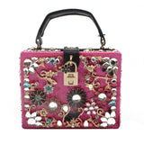 Women’s Box Rhinestone Embellished Clutch Handbag - Fashion Genie Boutique